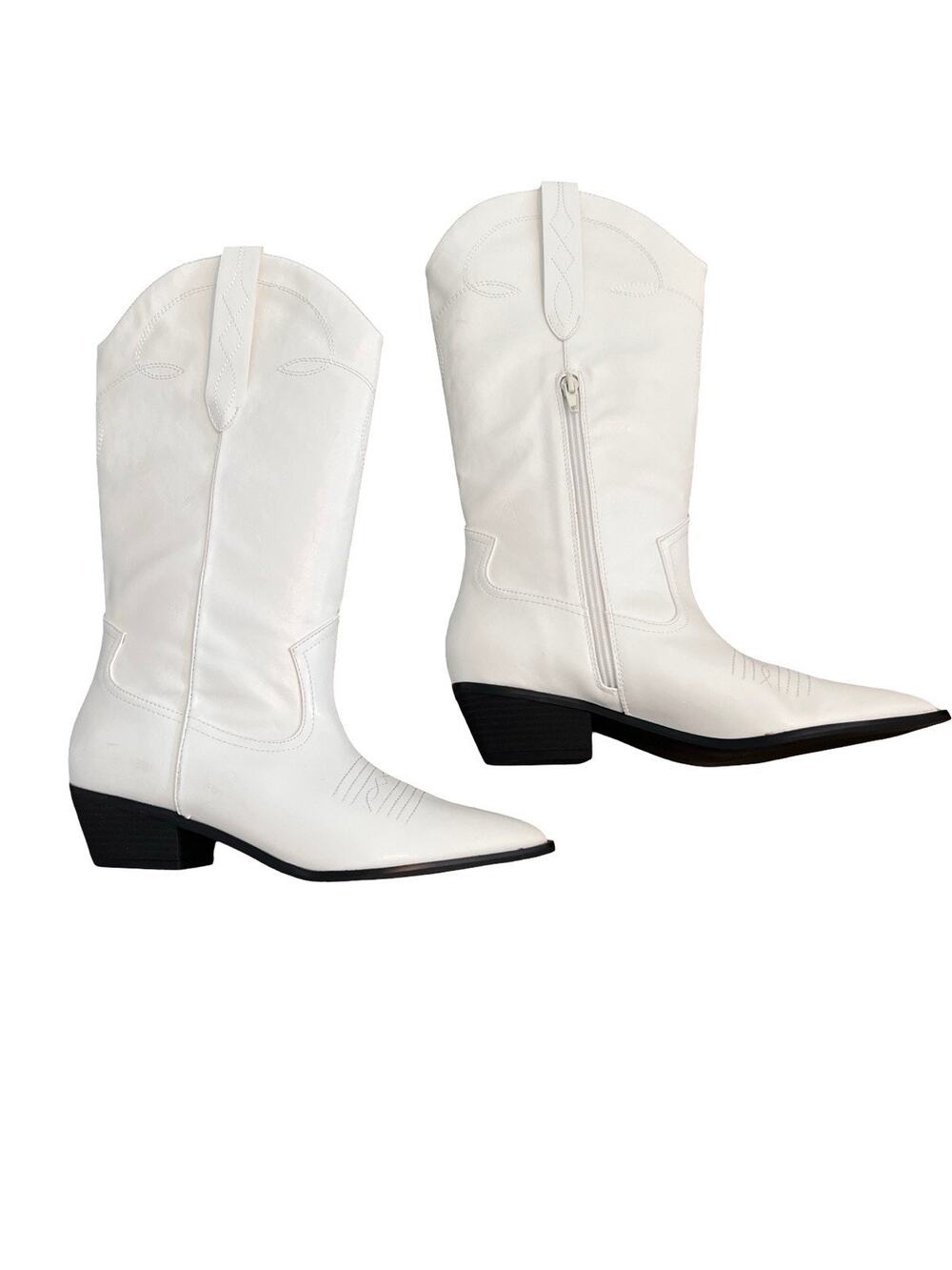 The Drop Women’s Ace Cowboy Western Boots White Pointed Toe Size 8.5